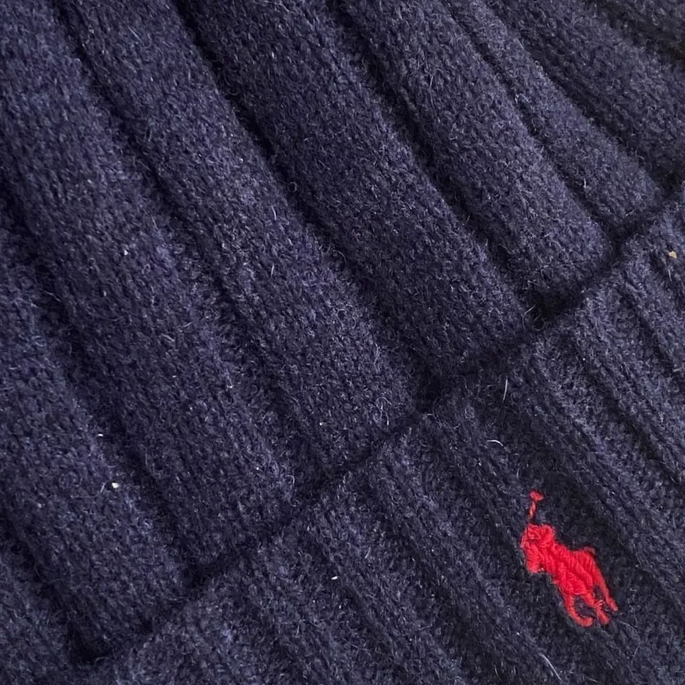 Polo Ralph Lauren Mens Signature Wool Cuffed Beanie Blue Red One Size (b) New